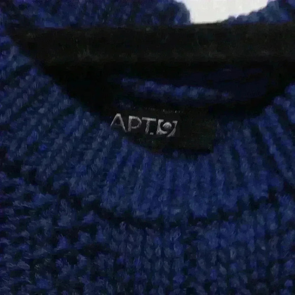 Women's Apt 9 M cable knit heavy knit deep navy blue sharp long line sweater - Picture 3 of 6